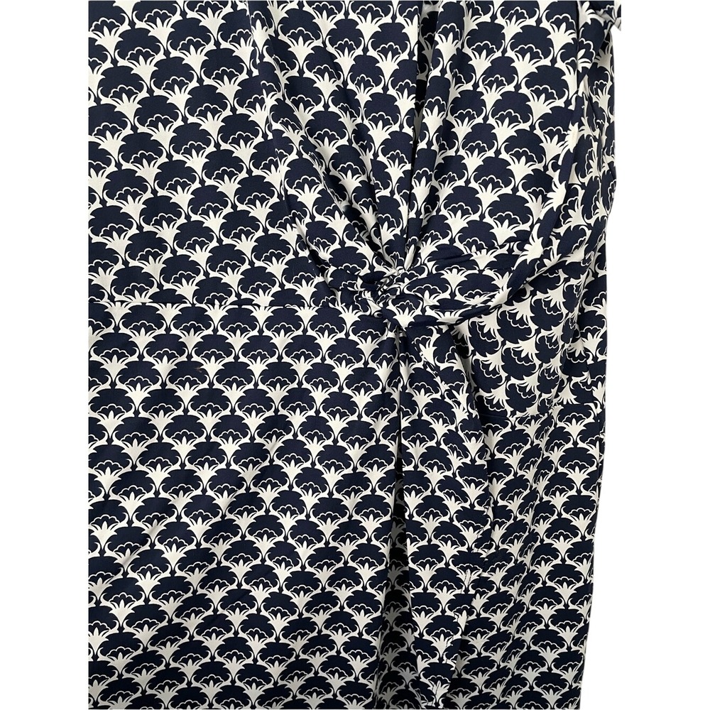 Talbots 2XP Plus Petite Navy White Faux Wrap Dress Tie Waist Stretch Midi Travel - Picture 8 of 9
